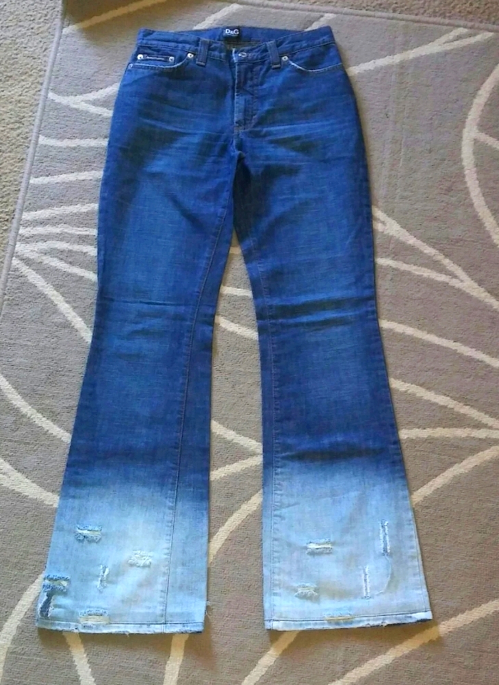 Dolce & Gabbana Couture $525 Ombre Cuff Slight Flare Jeans sz 27